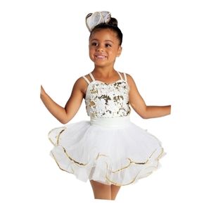 Weissman Dance Costume Size MC White Gold When Can I See You Again